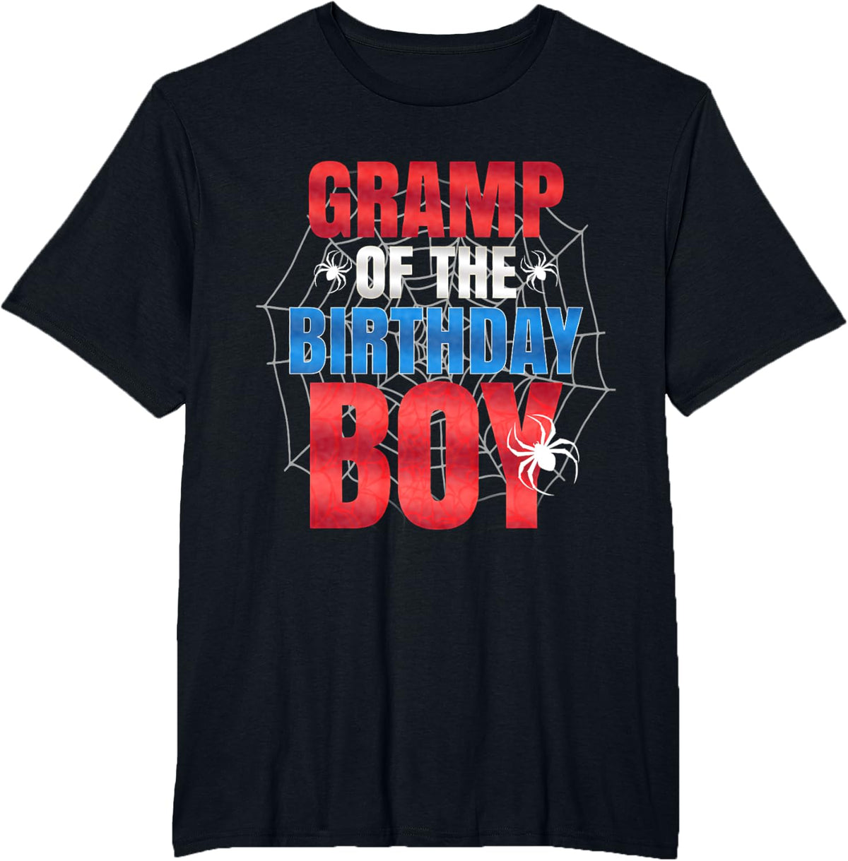 Gramp Of The Birthday Boy Matching Family Spider Web Funny T-Shirt - Black