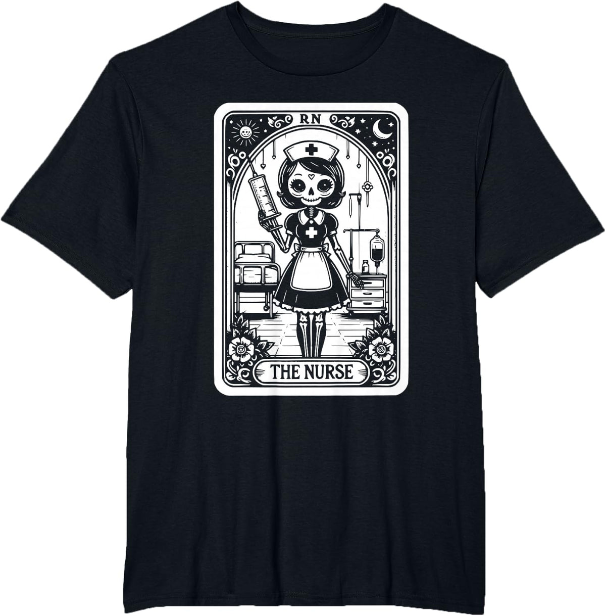 Tarot Card Nurse Doctor Skeleton Tarot Cards T-Shirt - Black