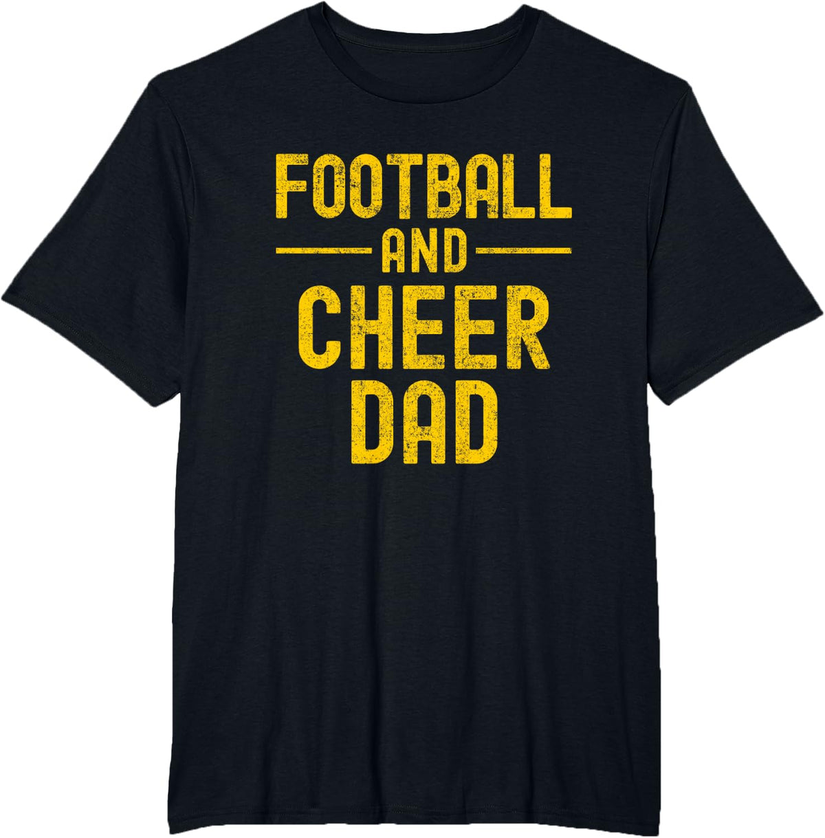 Football and Cheer Dad Yellow Cheerleading T-Shirt - Black