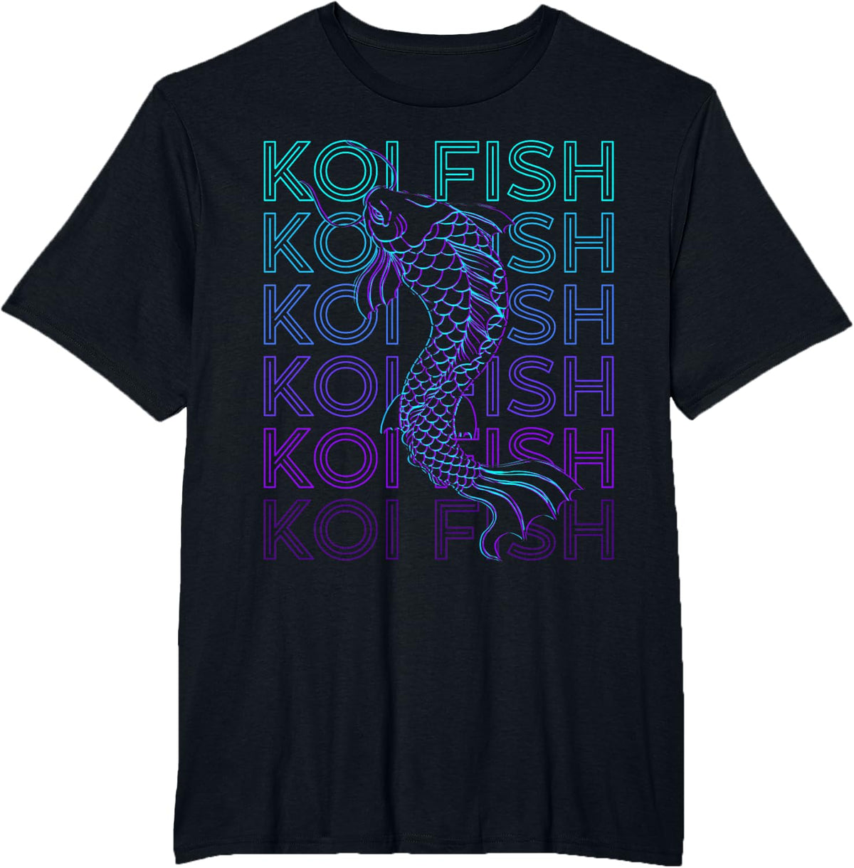 Koi Fish Carp Japanese Fish Retro T-Shirt - Black