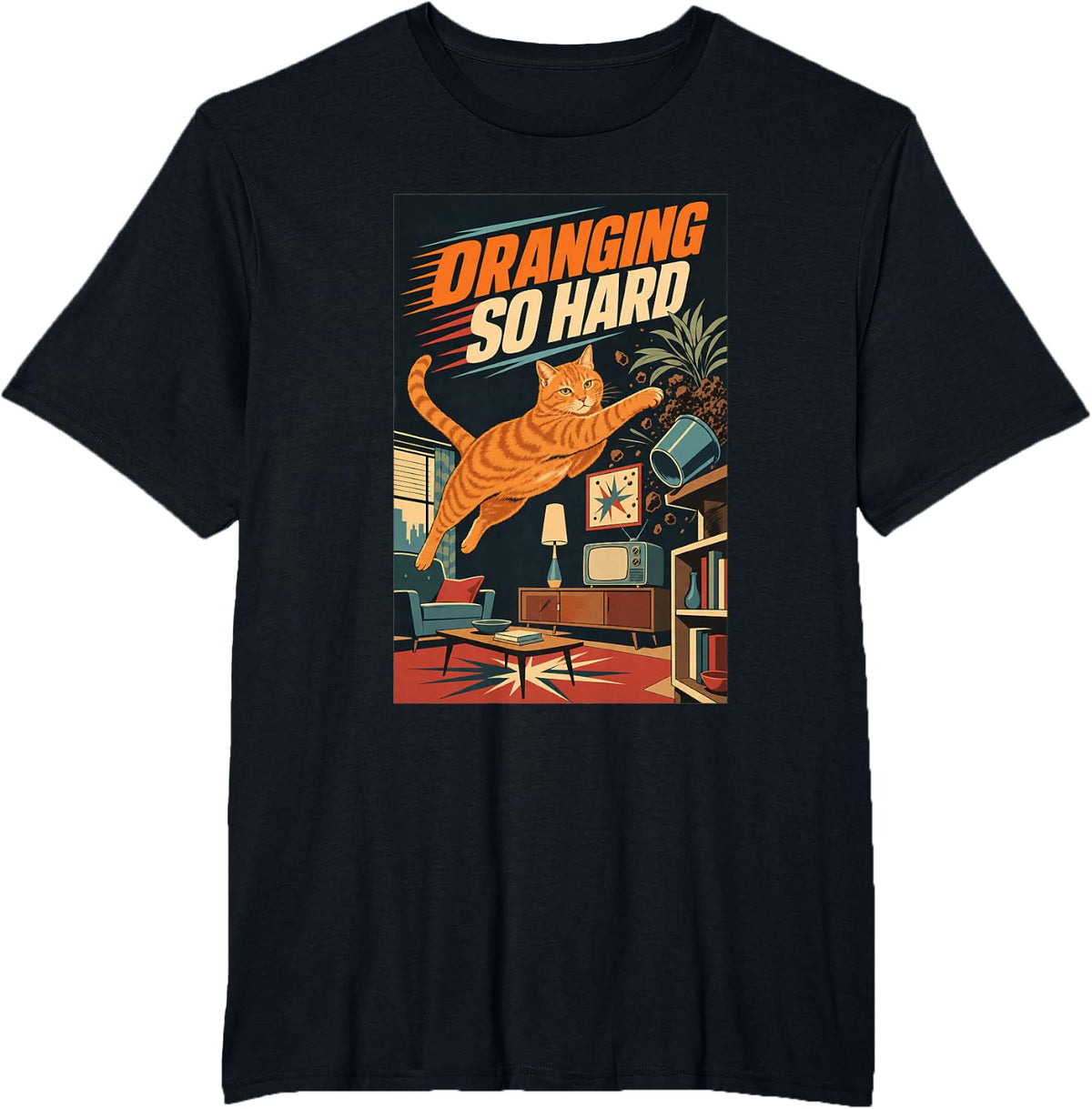 Funny Ginger Cat Chaos Orange Cats Zoomies T-Shirt - Black