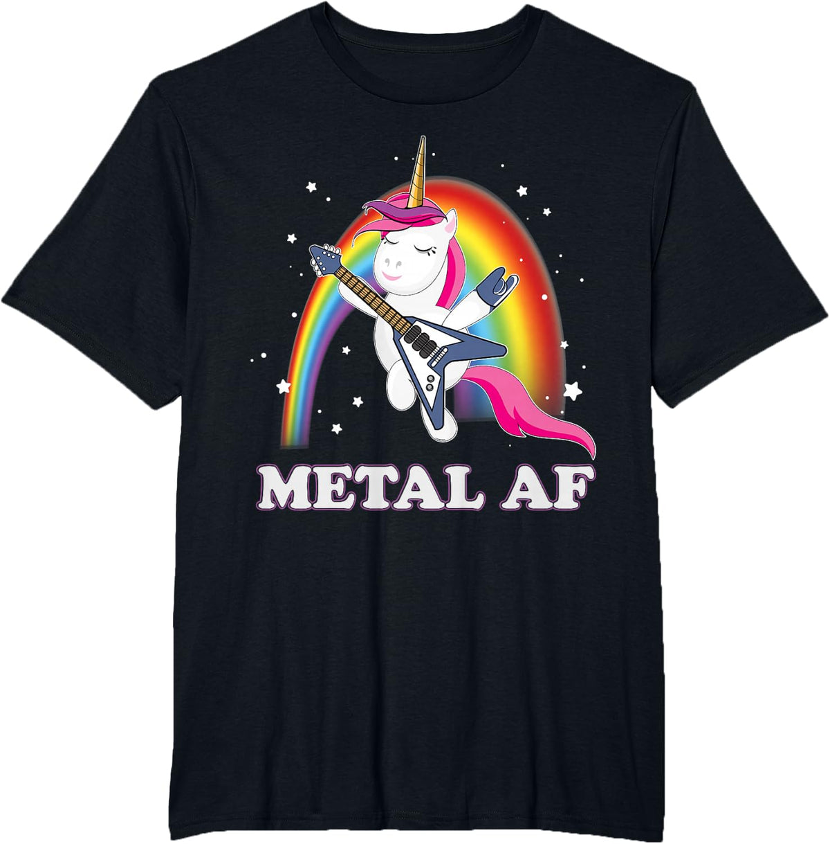 Funny Heavy Metal Unicorn T-Shirt - Black