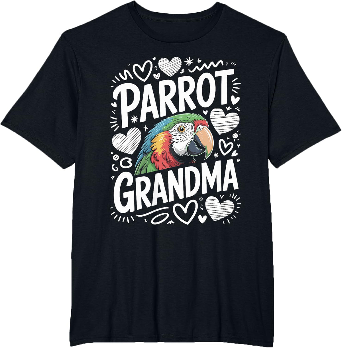 Parrot Grandma Grandmother T-Shirt - Black