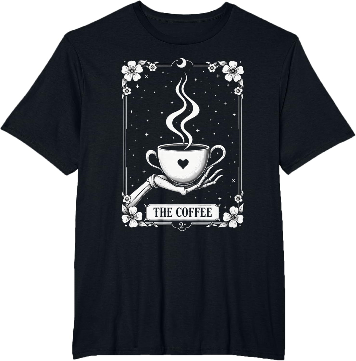 Tarot Card Skeleton The Coffee Halloween T-Shirt - Black