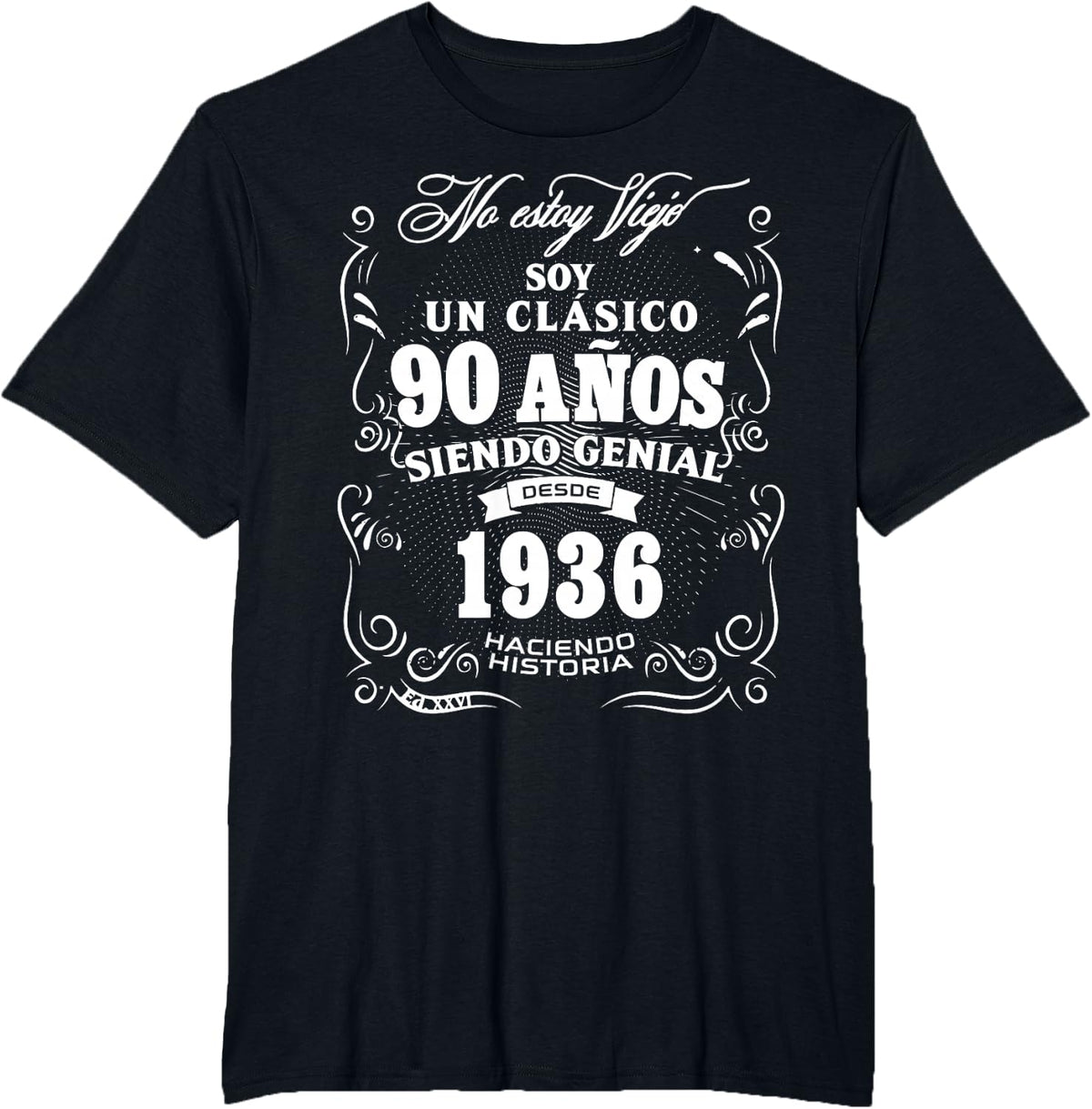Vintage 90th Birthday Men Funny 1936 90 Birthday Spanish T-Shirt - Black