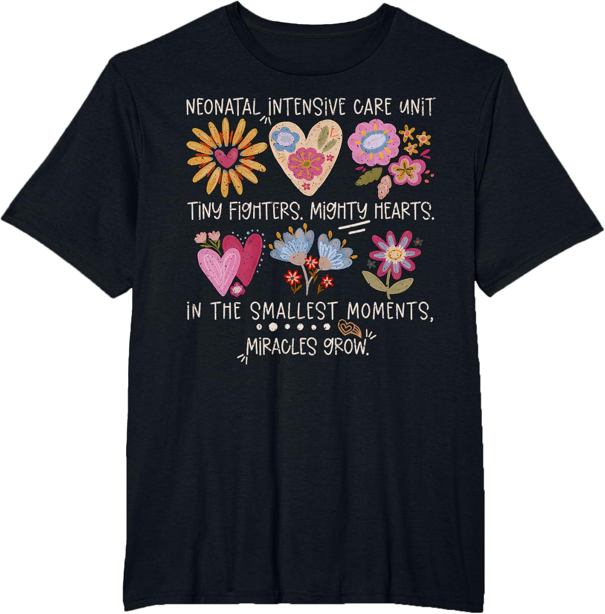 Boho Floral NICU Nurse Neonatal Intensive Care Unit Nursing T-Shirt - Black