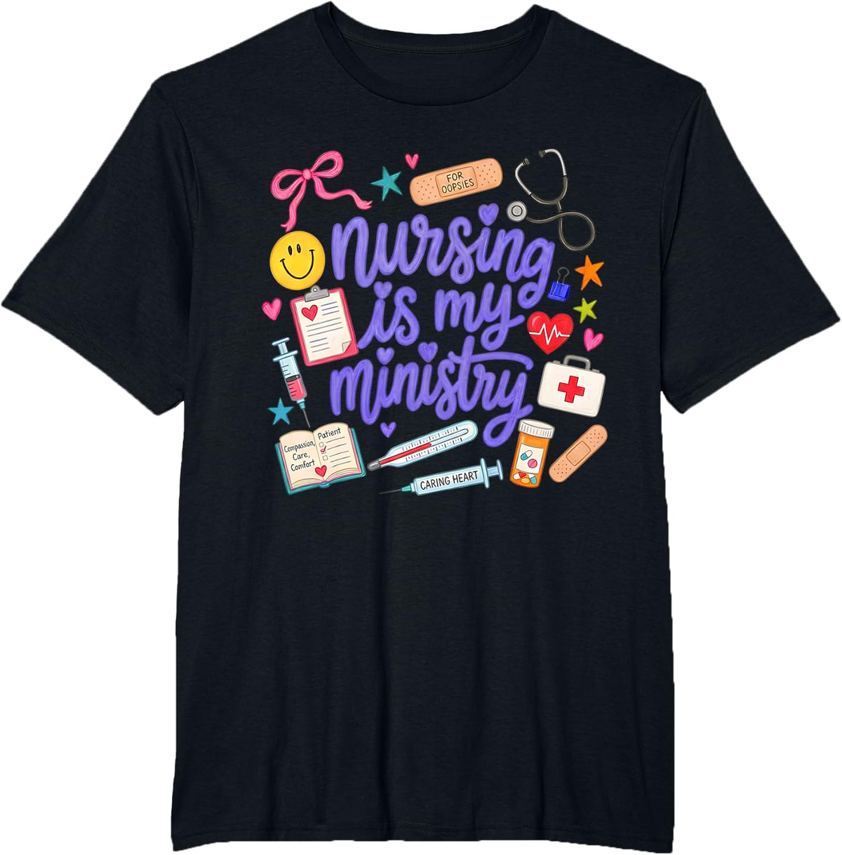 Nursing is My Ministry Christian Nurses Life Nursing Jesus T-Shirt - Black