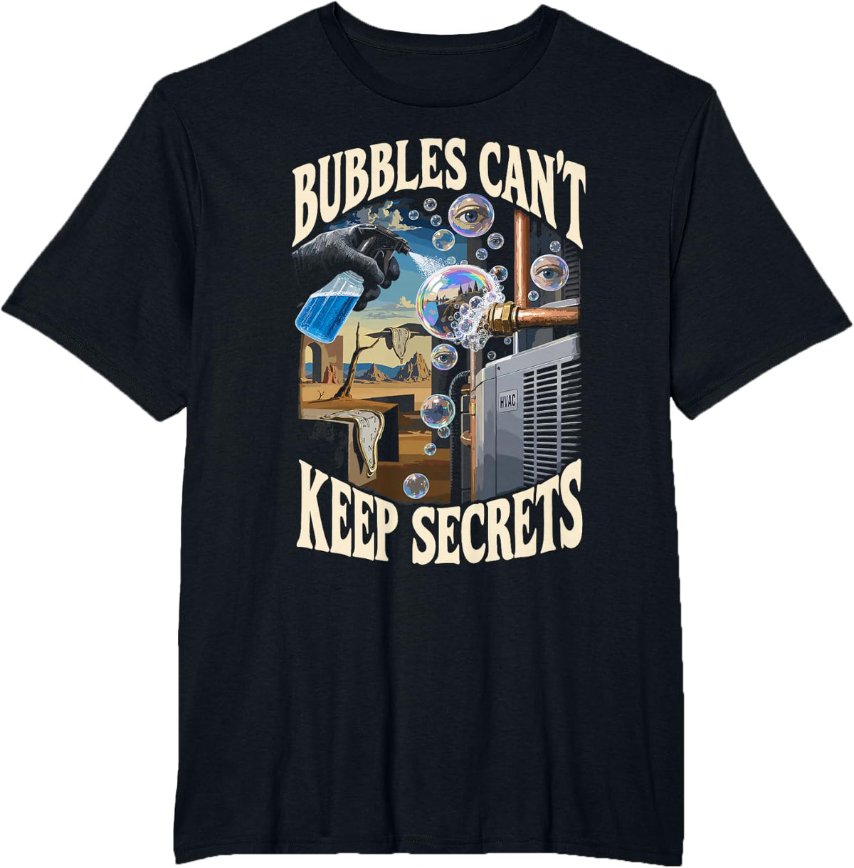 Funny HVAC Tech HVAC Technician Leak Bubbles T-Shirt - Black