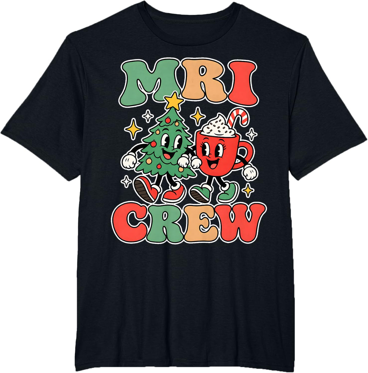Retro MRI Tech Crew Christmas Radiology Xmas Holiday T-Shirt - Black