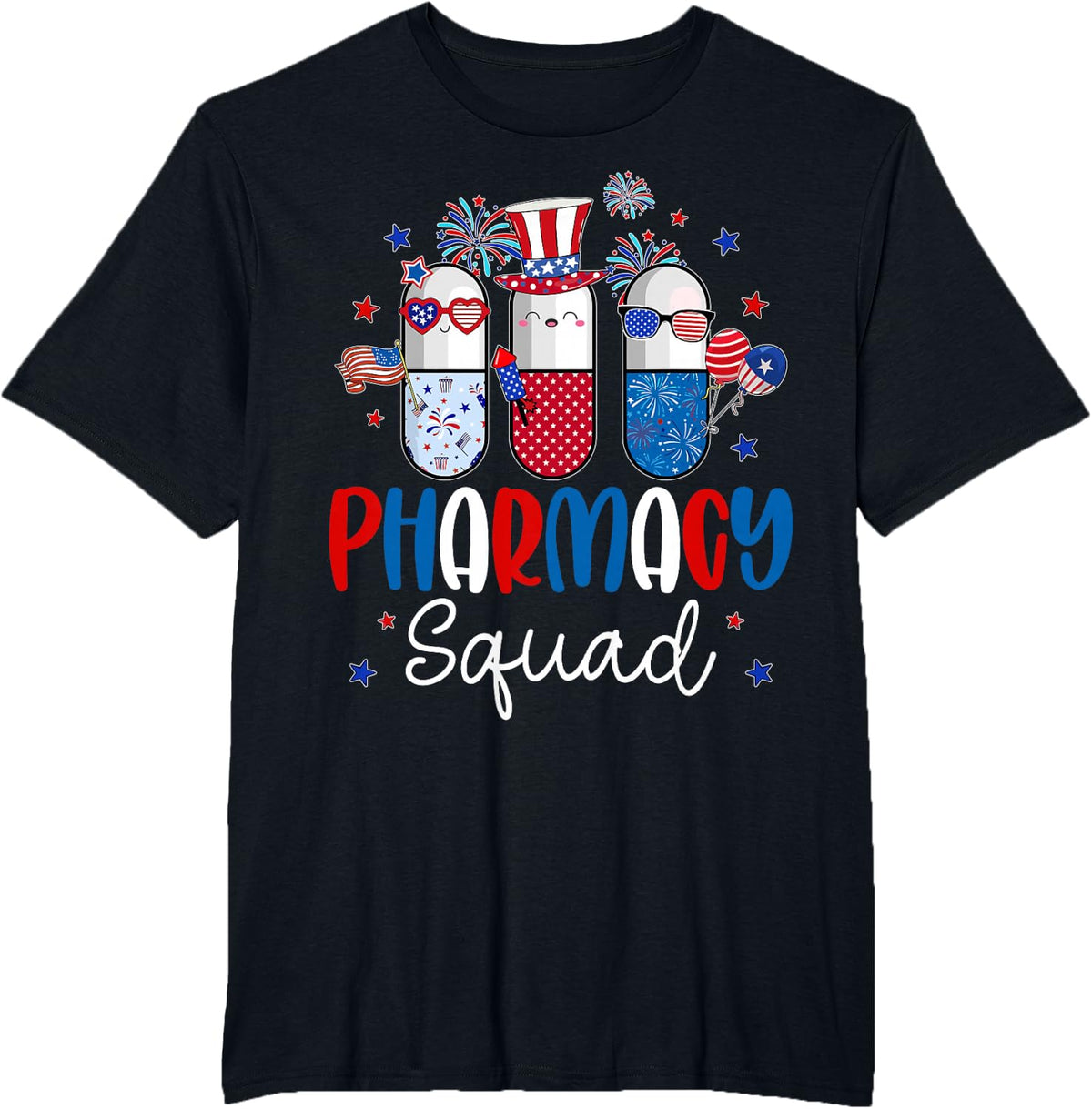 Pharmacy Squad - Funny Certified Pharmacist Easter Bunny T-Shirt - Black