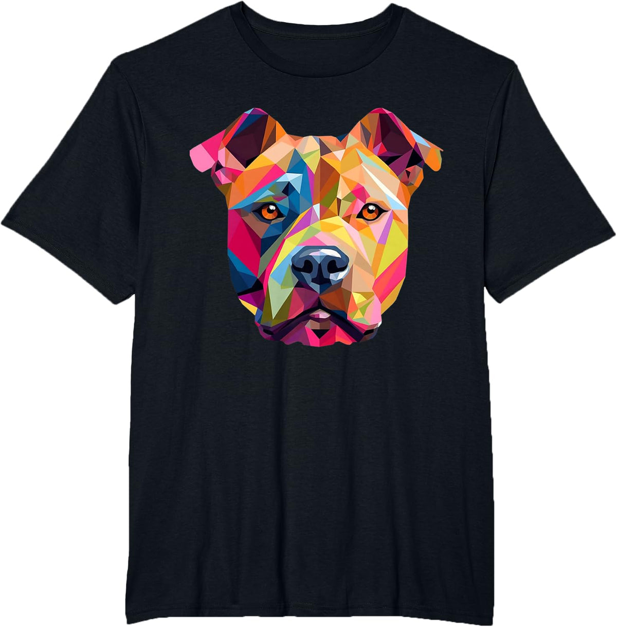 Polygon Abstract Geometric Staffordshire Bull Terrier T-Shirt - Black