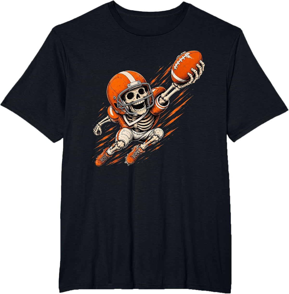 Halloween Boy Skeleton Playing Football T-Shirt - Black