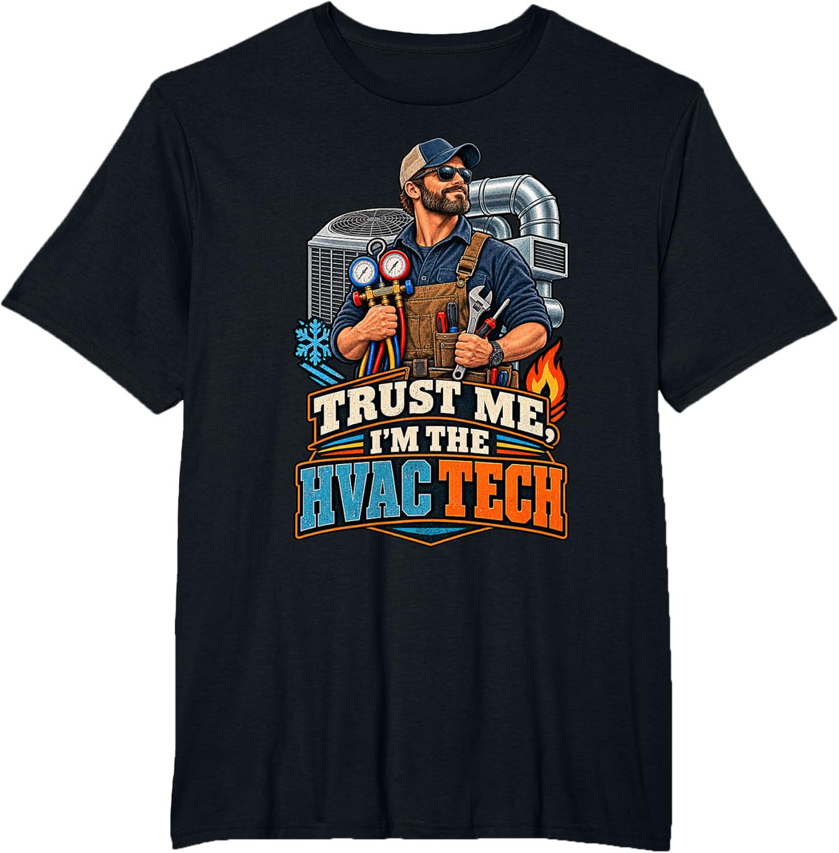 Funny HVAC Technician Heating Cooling Tech T-Shirt - Black