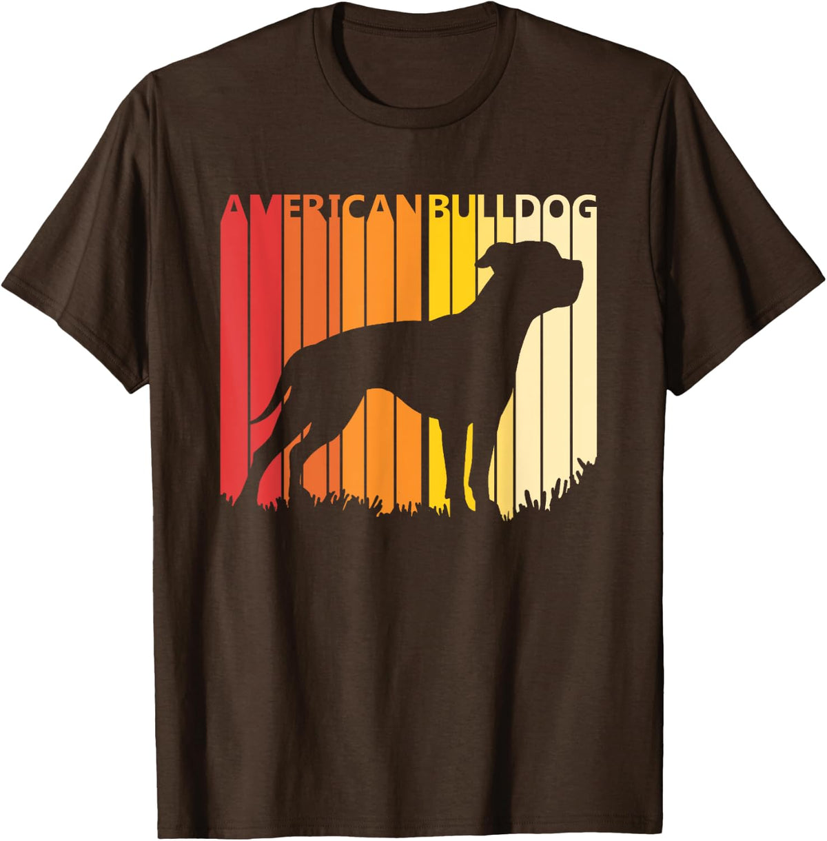Retro American Bulldog Dog T-shirt Merry Christmas Gift - Brown