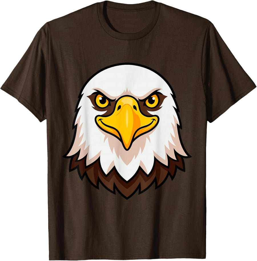 Bald Eagle Face Cute Kawaii Bird Costume Cartoon T-Shirt - Brown