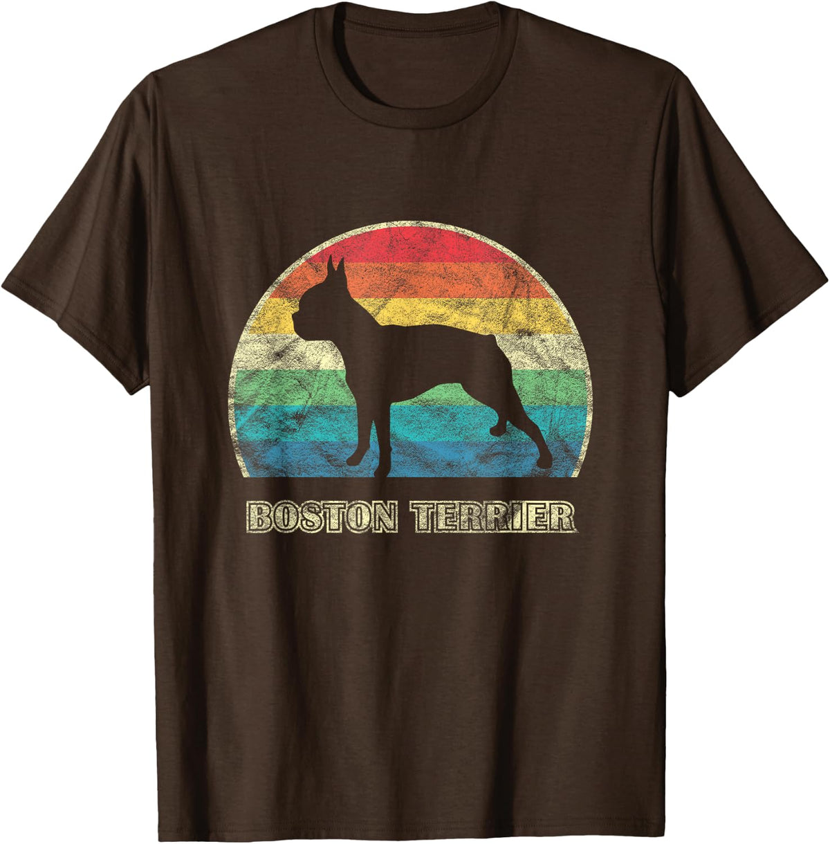 Boston Terrier Vintage Style Dog T-Shirt - Brown