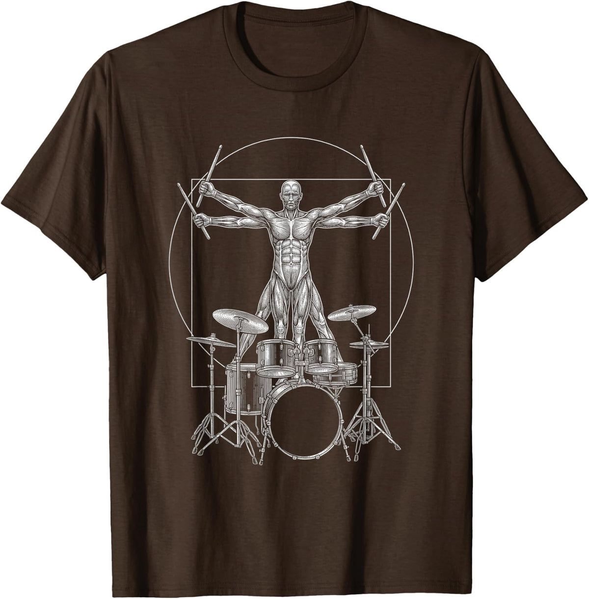 Drums Marching Band DA Vinci Drummer Vintage T-Shirt - Brown