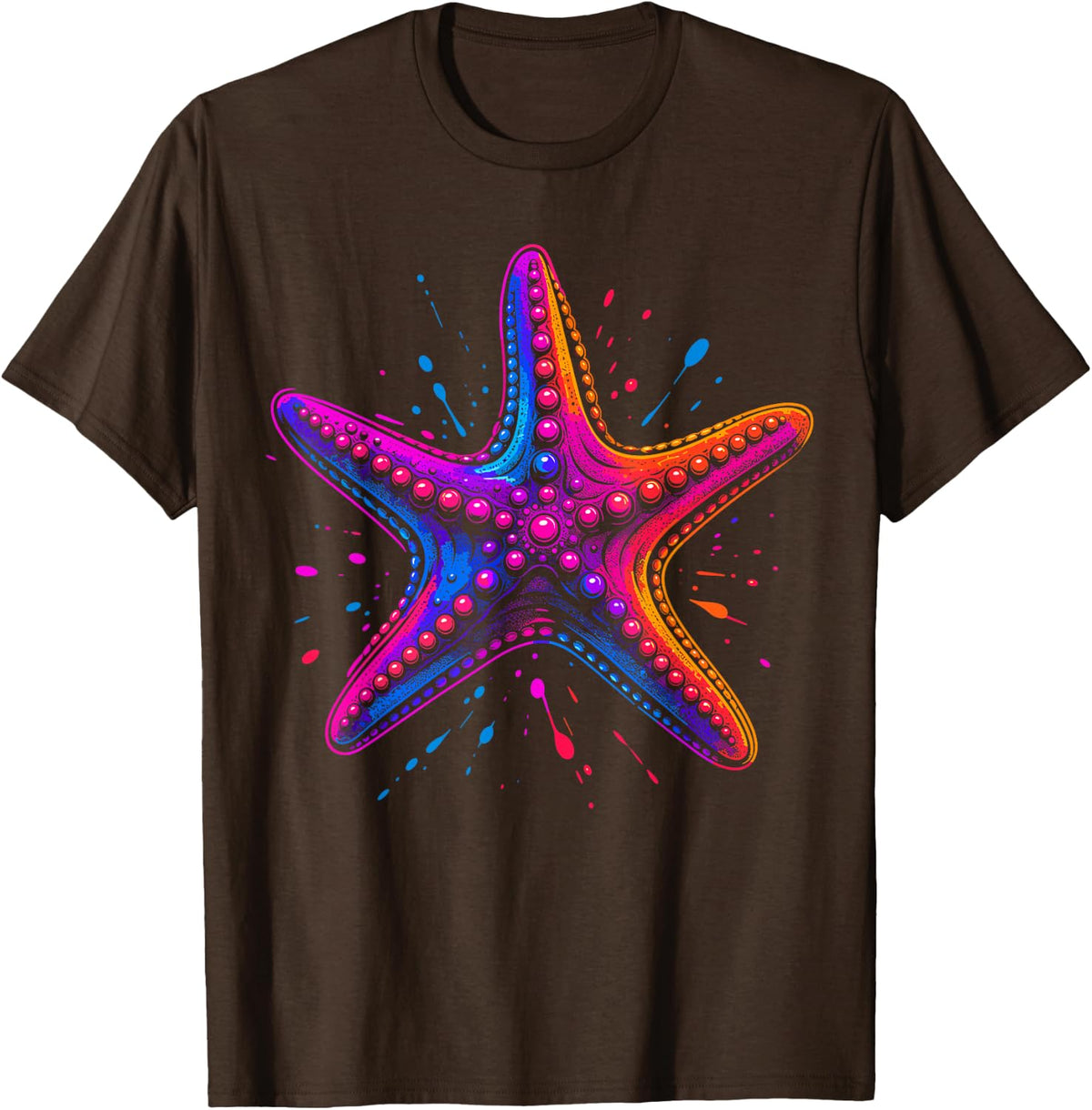 Starfish Ocean Star Beach Graphic T-Shirt - Brown