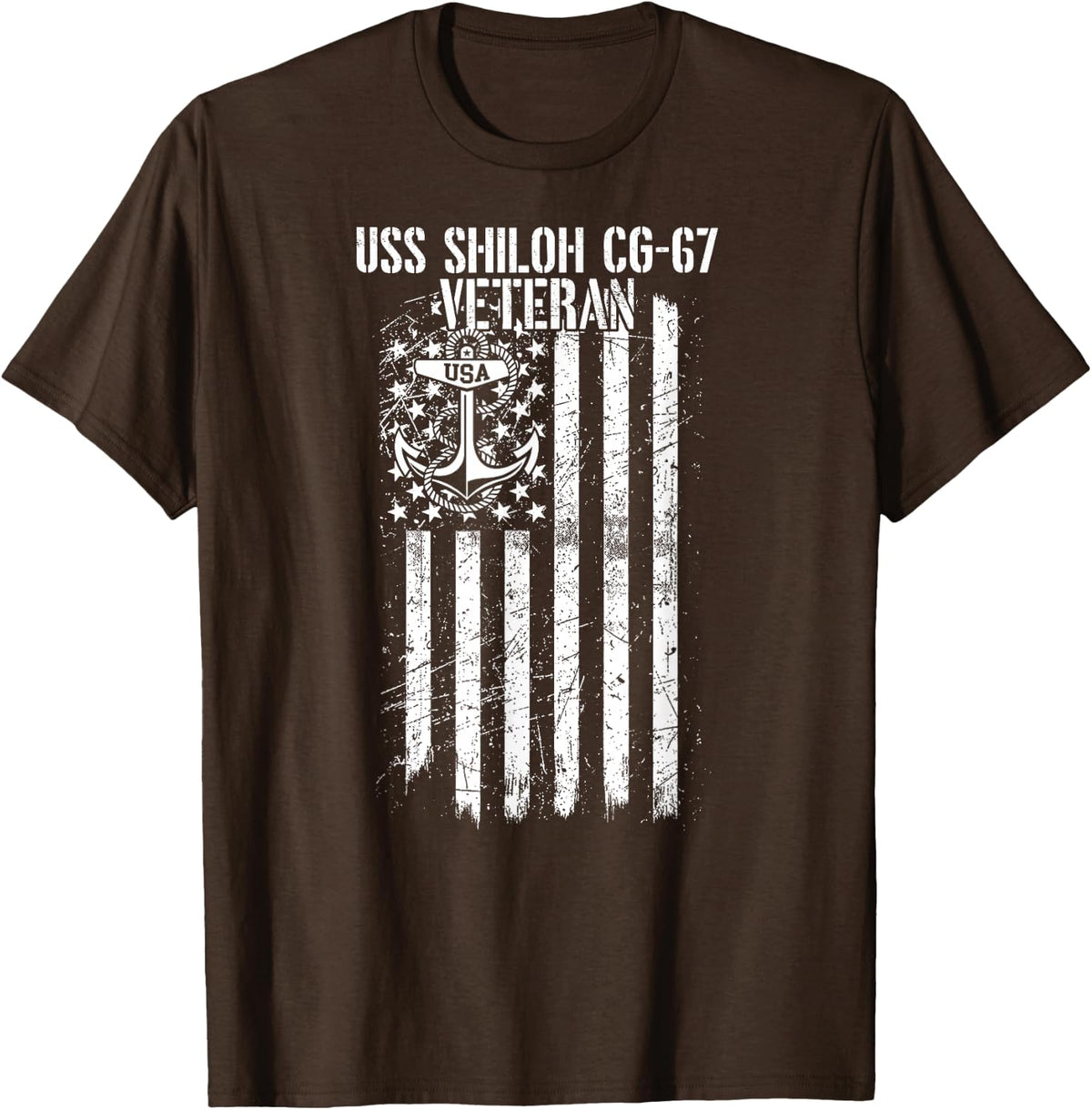 USS Shiloh CG-67 Cruiser Veteran T-Shirt - Brown
