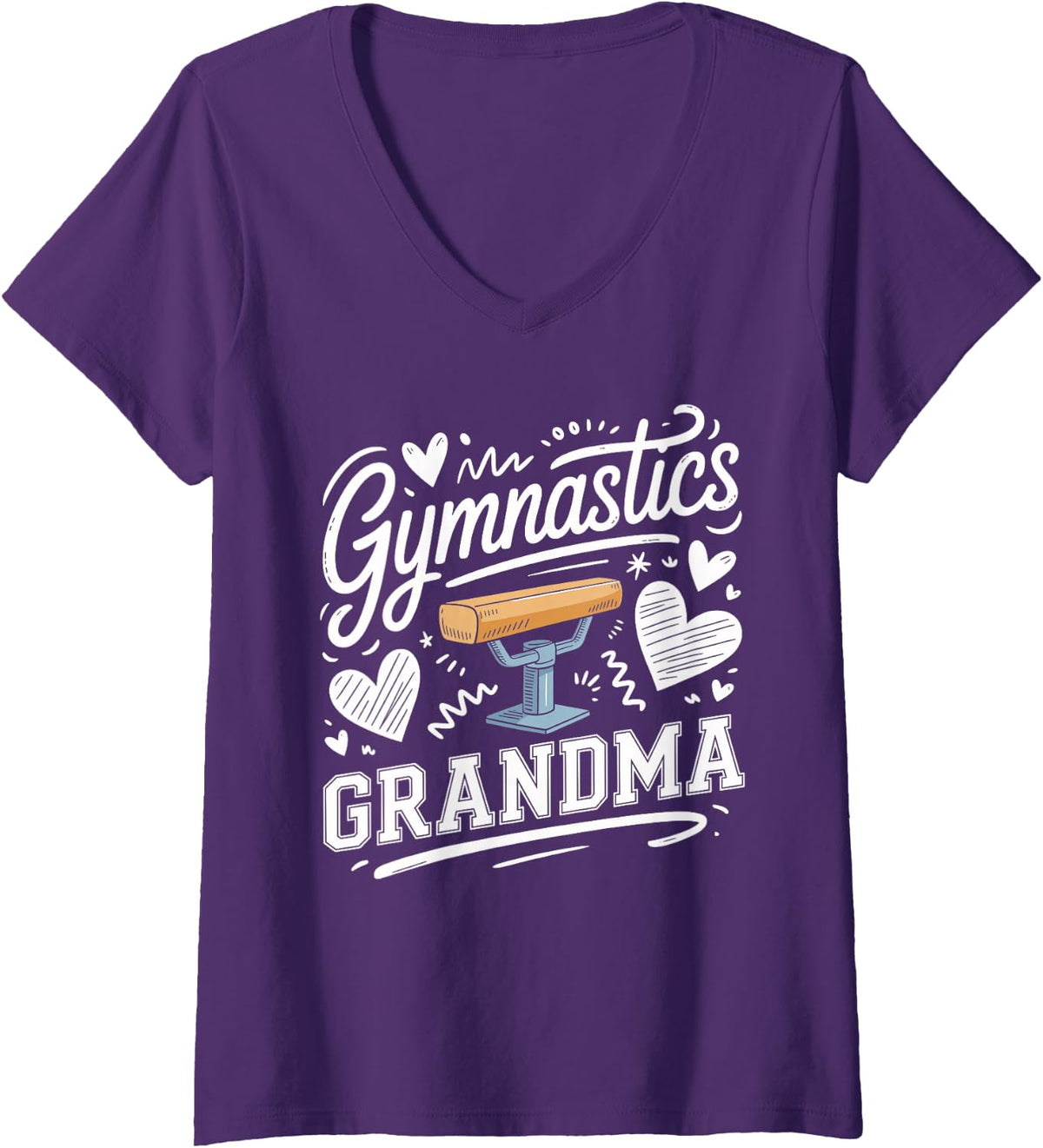 Women's Gymnastics Grandma Grandmother Gymnast V-Neck T-Shirt - Purple