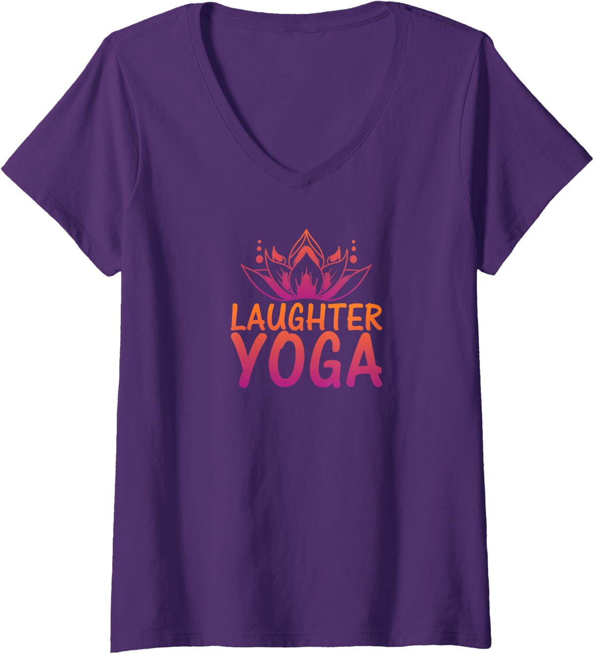 Women's LaughYoga Shirt | Because Laughing Makes You Beautiful | Laughing is Healthy V-Neck T-Shirt - Purple