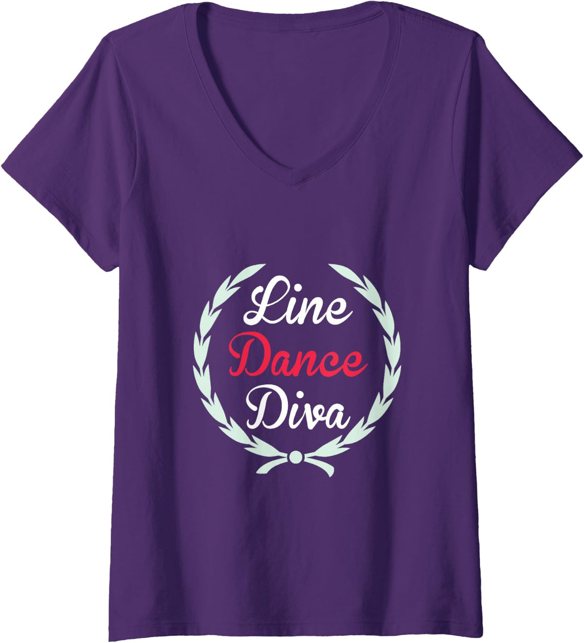 Womens Line Dance Diva Line Dancing Choregraphy Country Music V-Neck T-Shirt - Purple