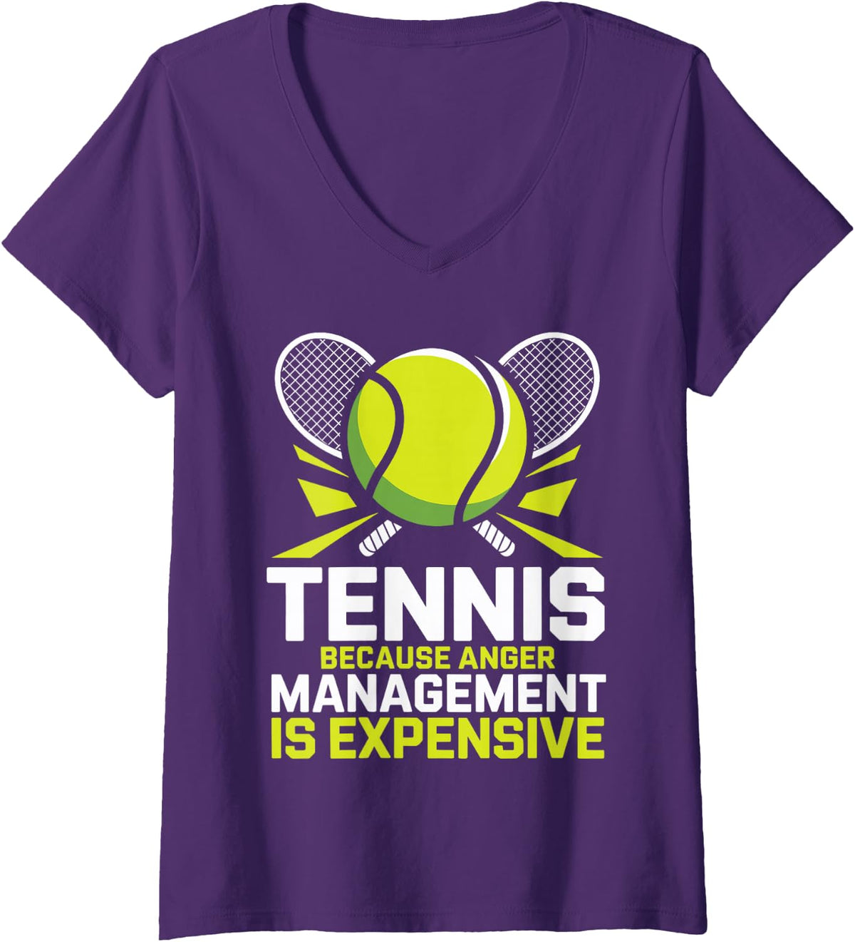 Women's Tennis Because Anger Management is Expensive V-Neck T-Shirt - Purple