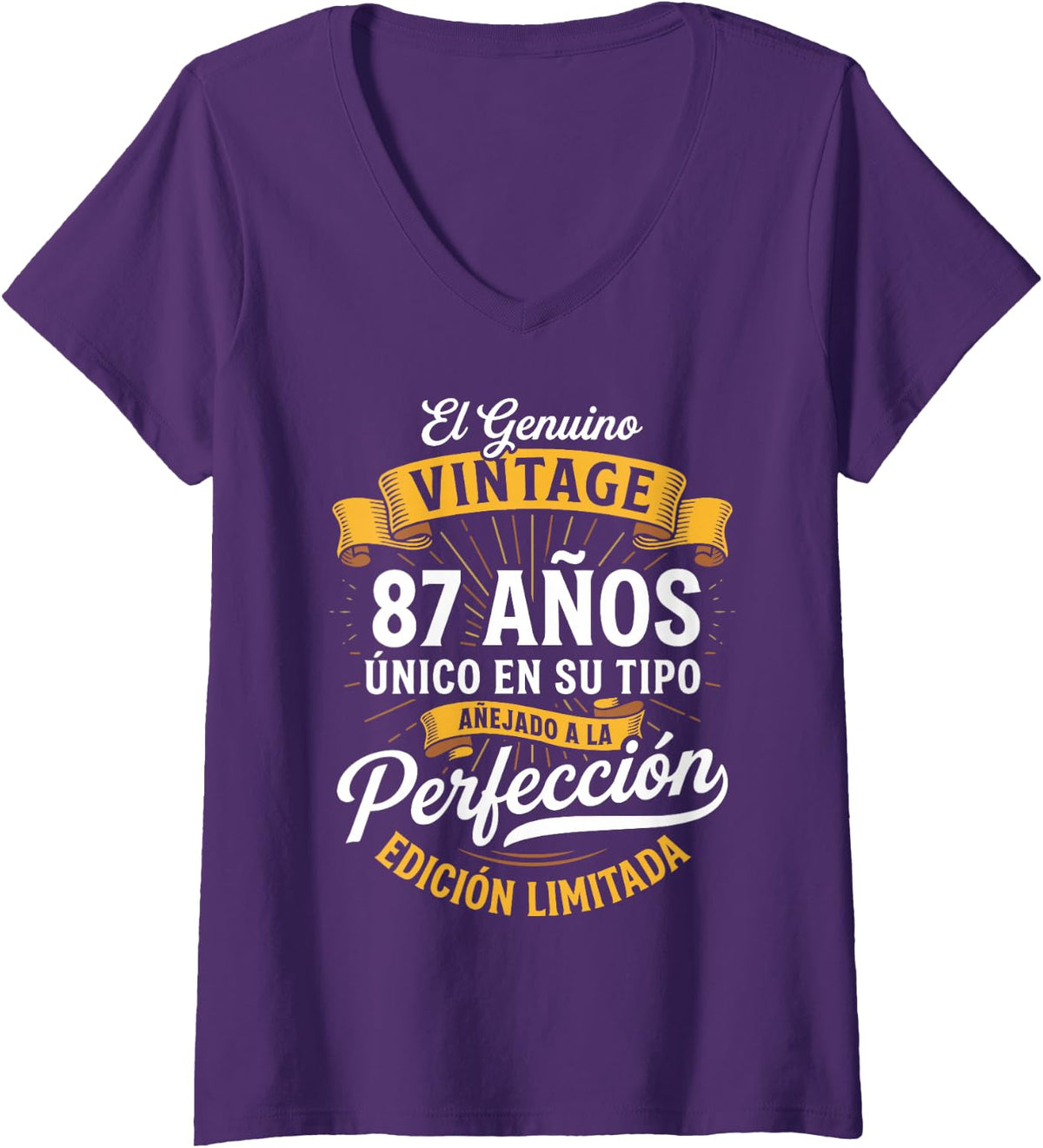 Women's Vintage 87th Birthday Men Funny 87 Birthday Spanish V-Neck T-Shirt - Purple