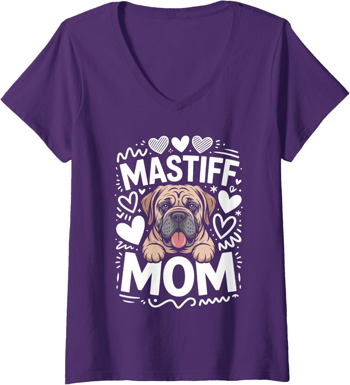 Women's Mastiff Mom Mastiffs V-Neck T-Shirt - Purple