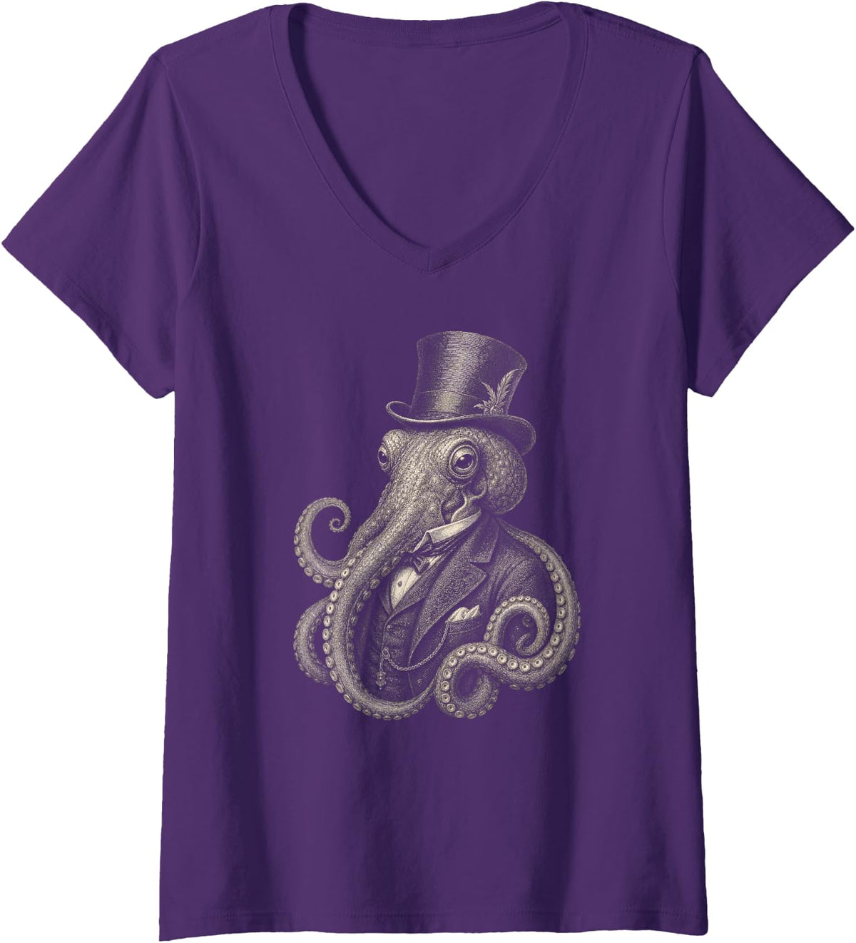 Women's Octopus Kraken Meme Funny V-Neck T-Shirt - Purple
