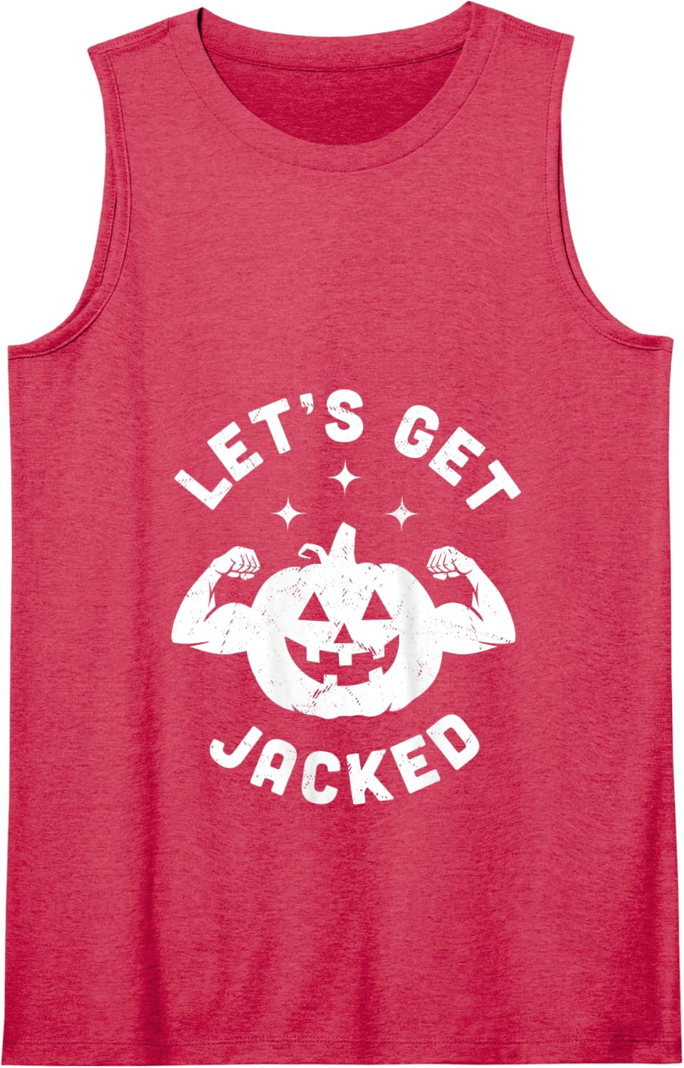 Let's Get Jacked Halloween Gym Workout Jack O Lantern Funny Tank Top - Red