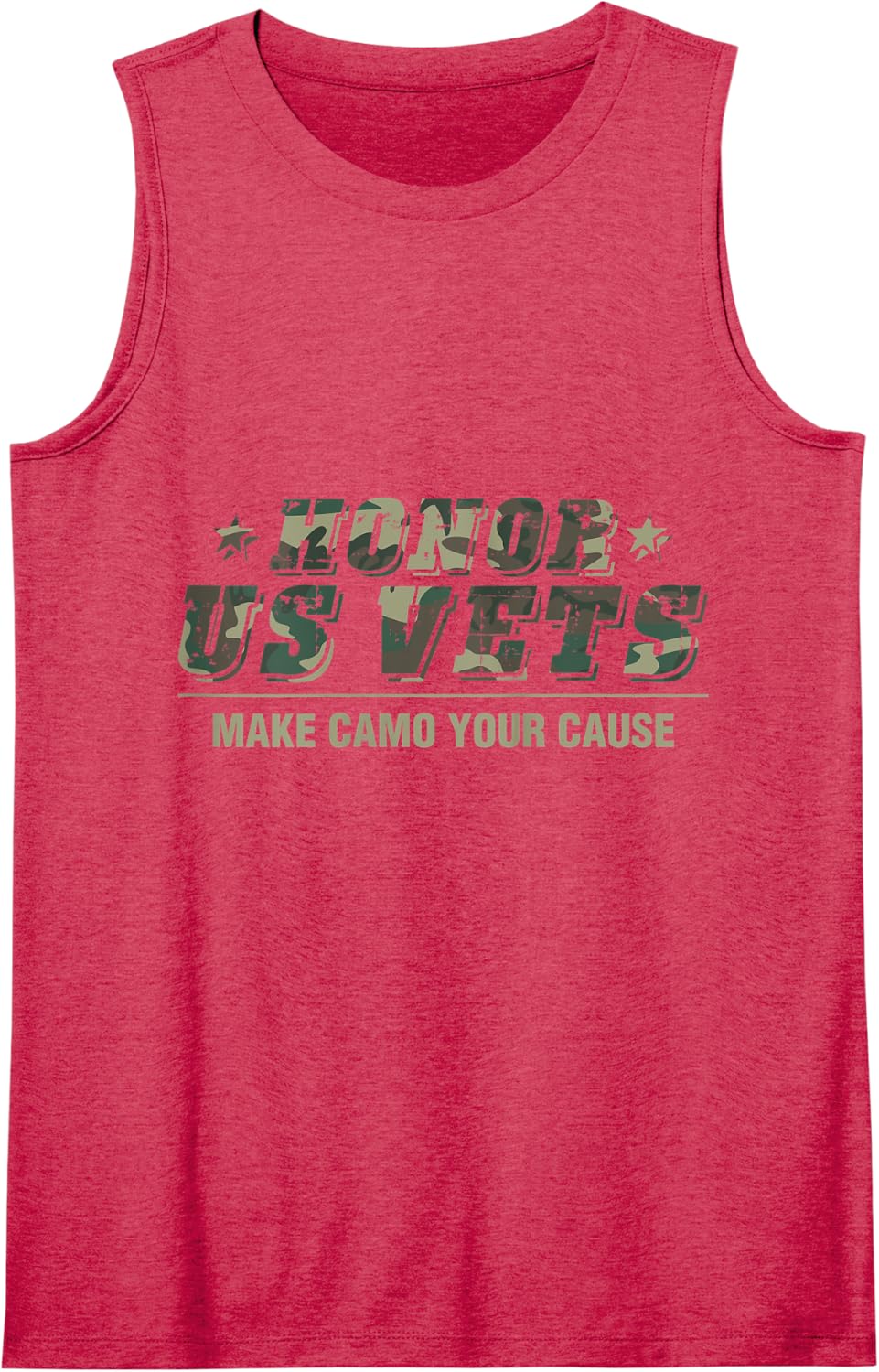 Honor US Vets Make Camo Your Cause Patriotic Veteran Tank Top - Red