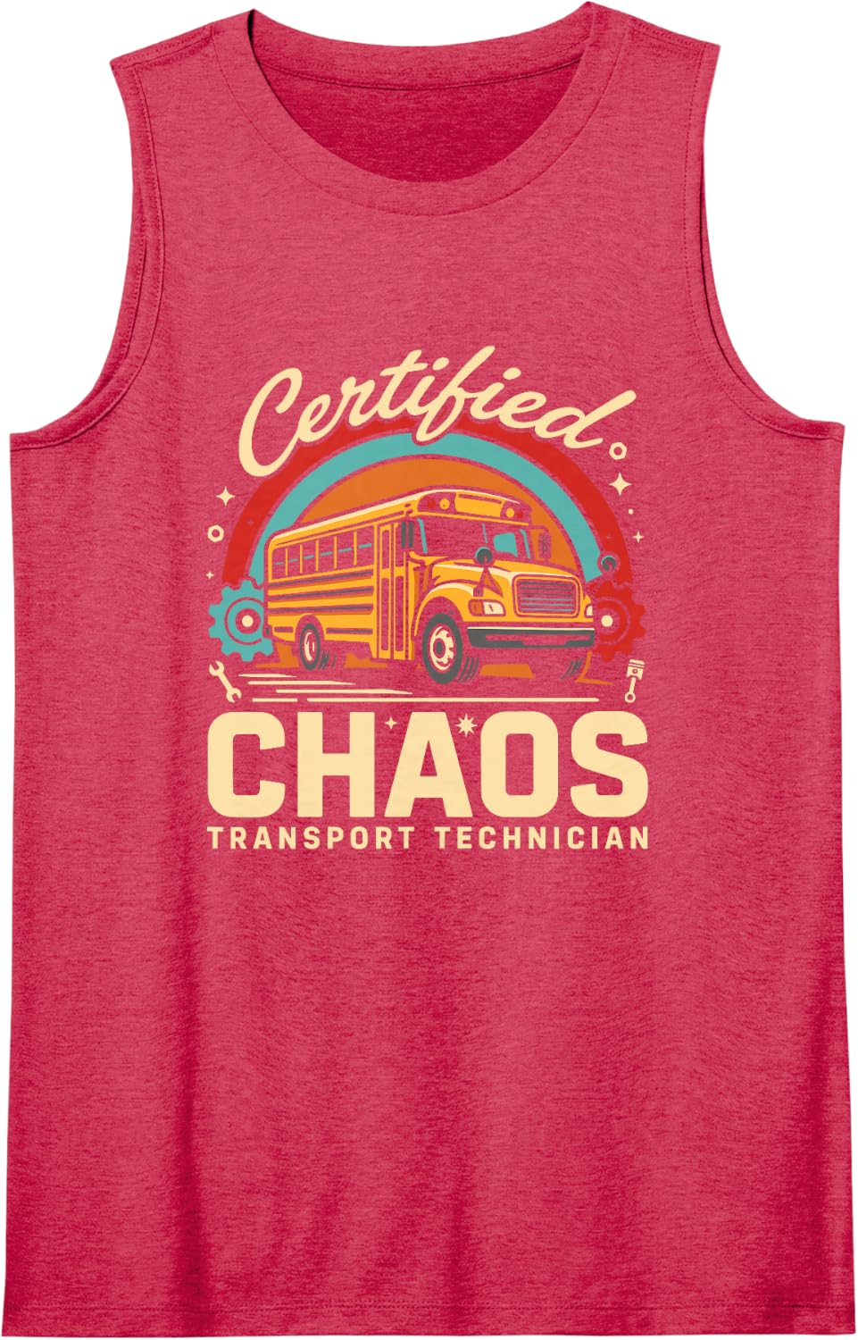Certified Chaos Transport Technician Funny School Driver Tank Top - Red