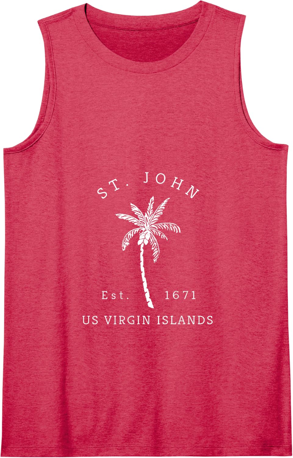 Original St. John Virgin Islands Palm Tree Novelty Art Tank Top - Red