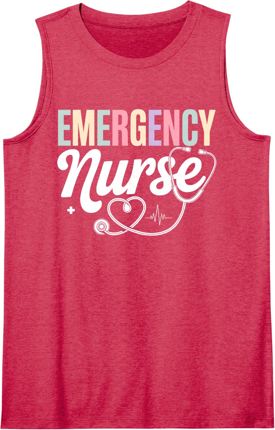 Cool Emergency Nurse Art for Men Women Emergency Room RN Sleeveless Tank Top - Red