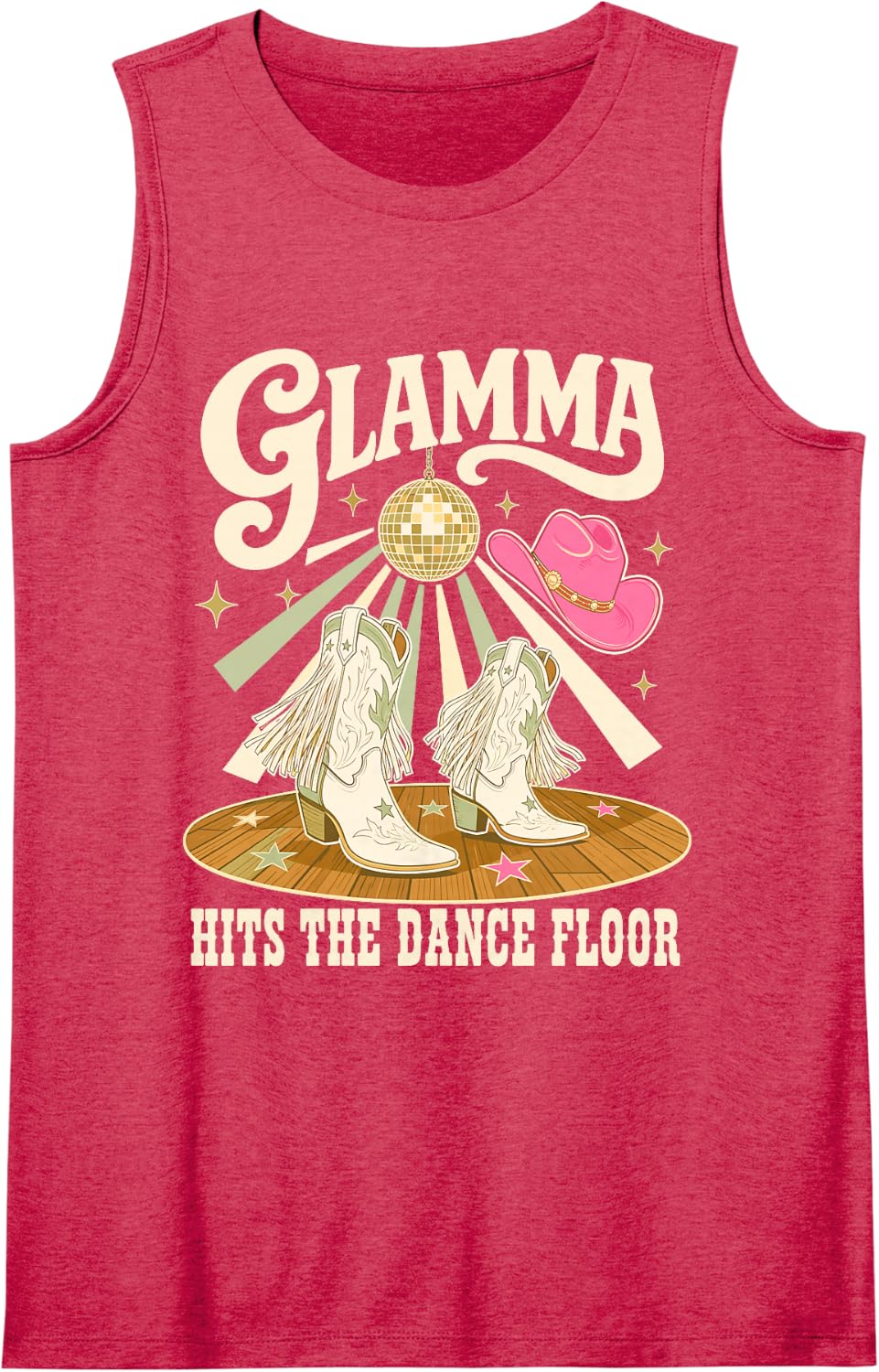 Glamma Hits the Dance Floor Grandma Line Dancing Sleeveless Tank Top - Red