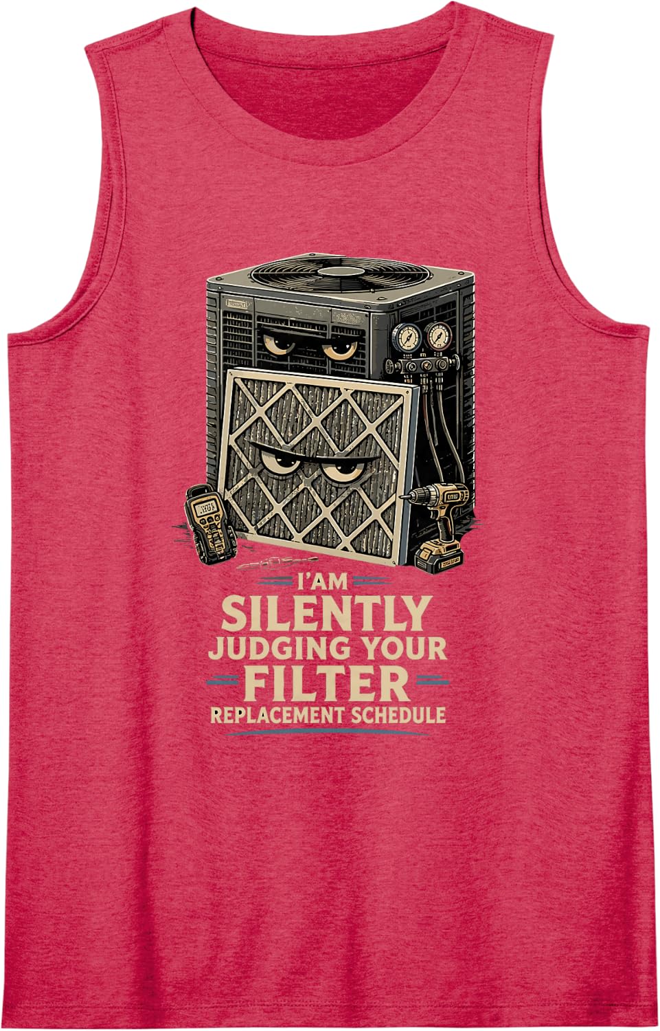 Funny HVAC Technician HVAC Tech Sleeveless Tank Top - Red