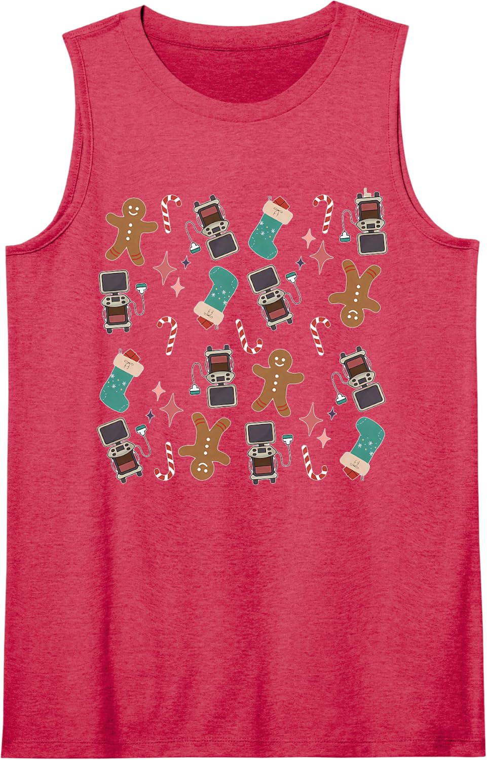 Christmas Sonographer Ultrasound Tech Sonography Xmas Sleeveless Tank Top - Red