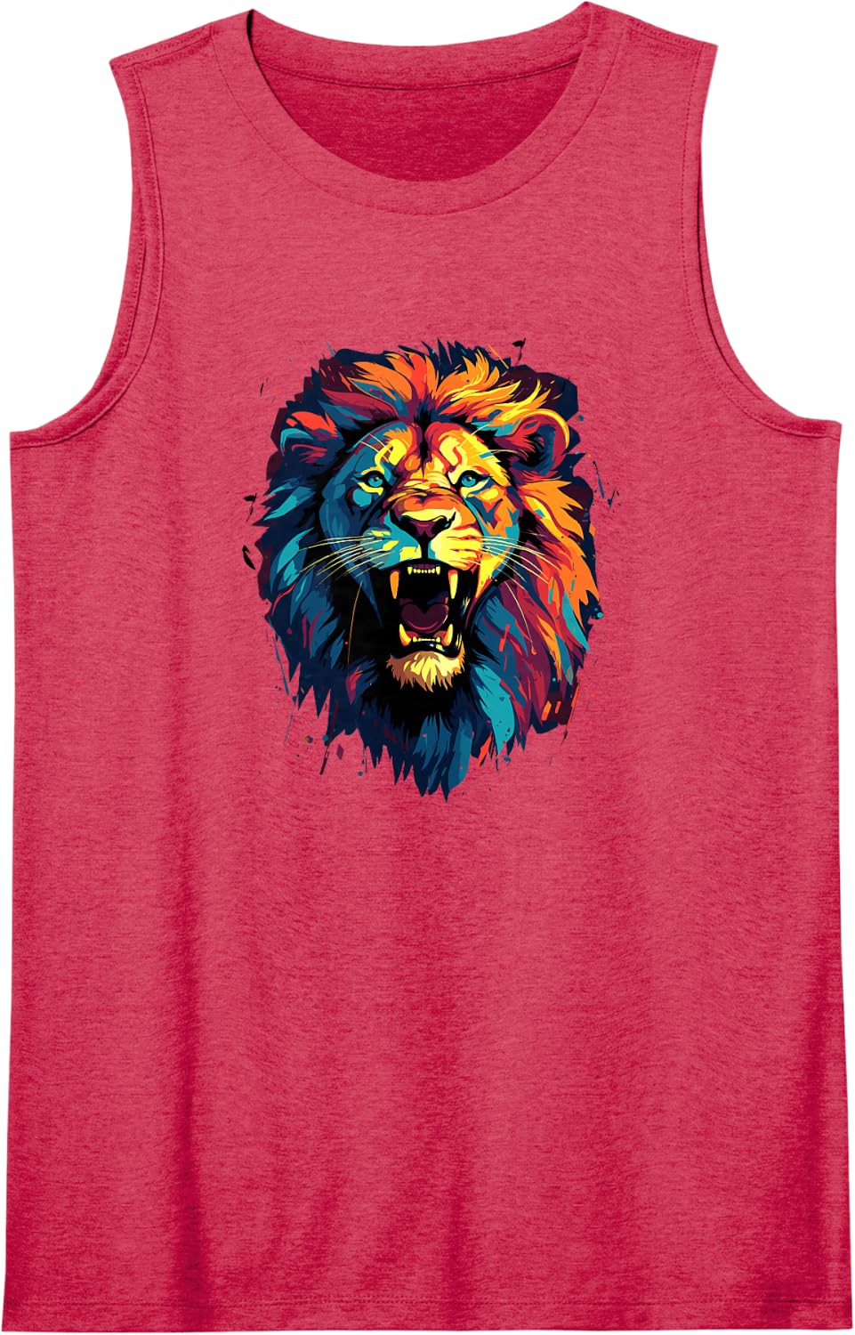 Lion Leon Print Animal Africa Lions Tank Top - Red
