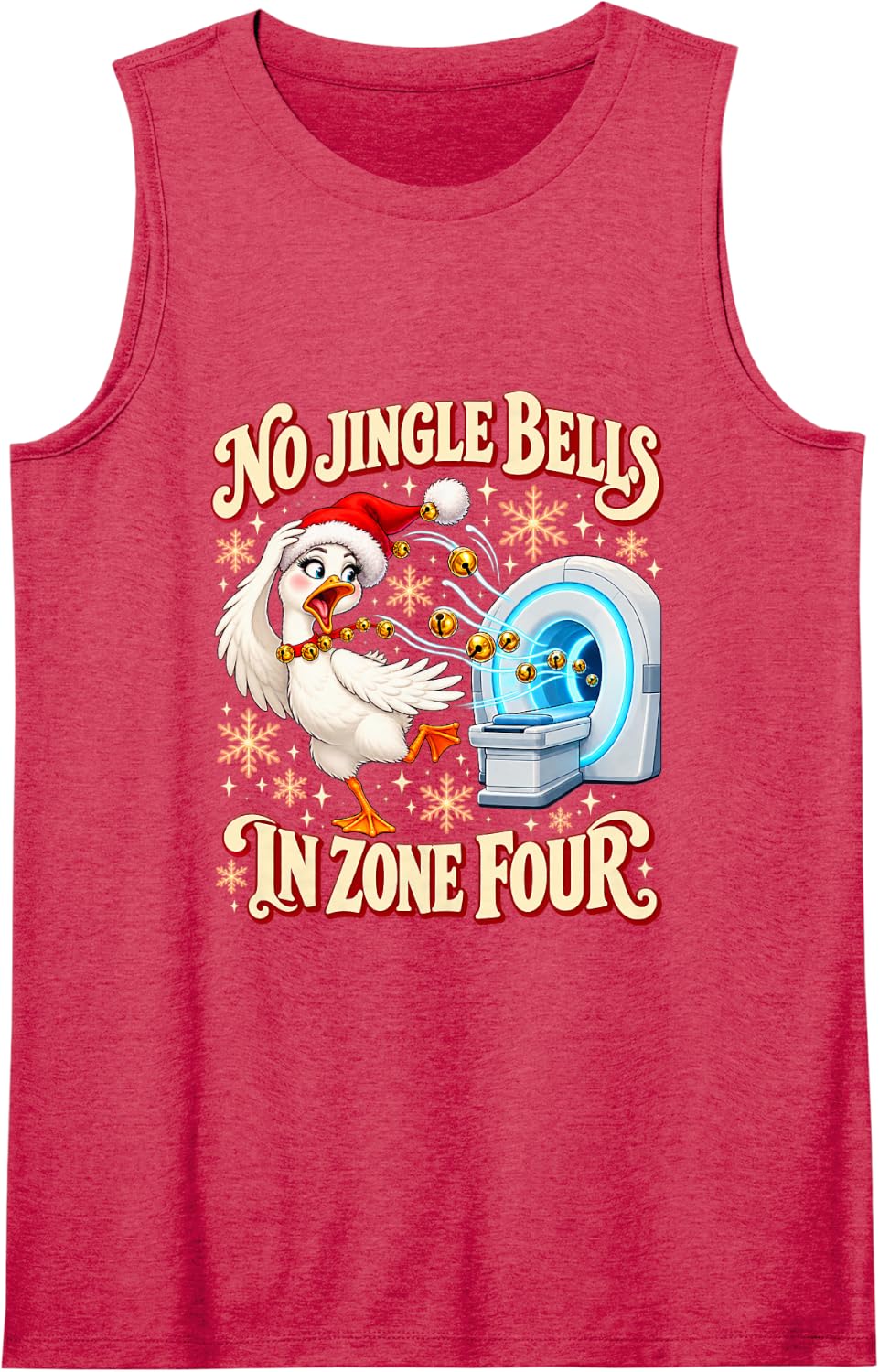 No Jingle Bells in Zone Four Funny MRI Tech Christmas Sleeveless Tank Top - Red