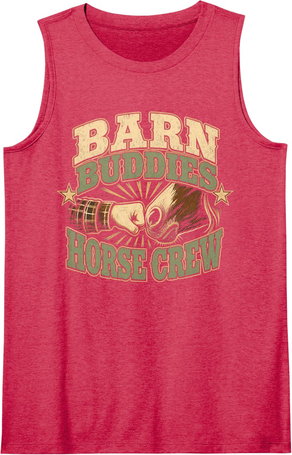 Barn Buddies Horse Crew Horseback Riding Sleeveless Tank Top - Red