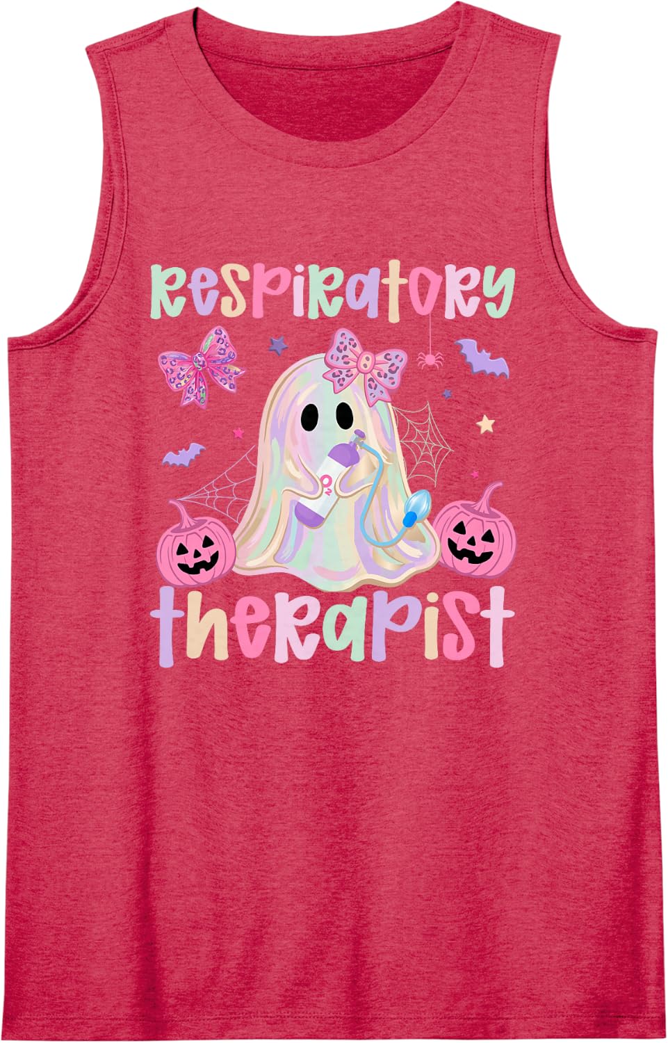 Spooky Respiratory Therapist Halloween Respiratory Therapy Sleeveless Tank Top - Red
