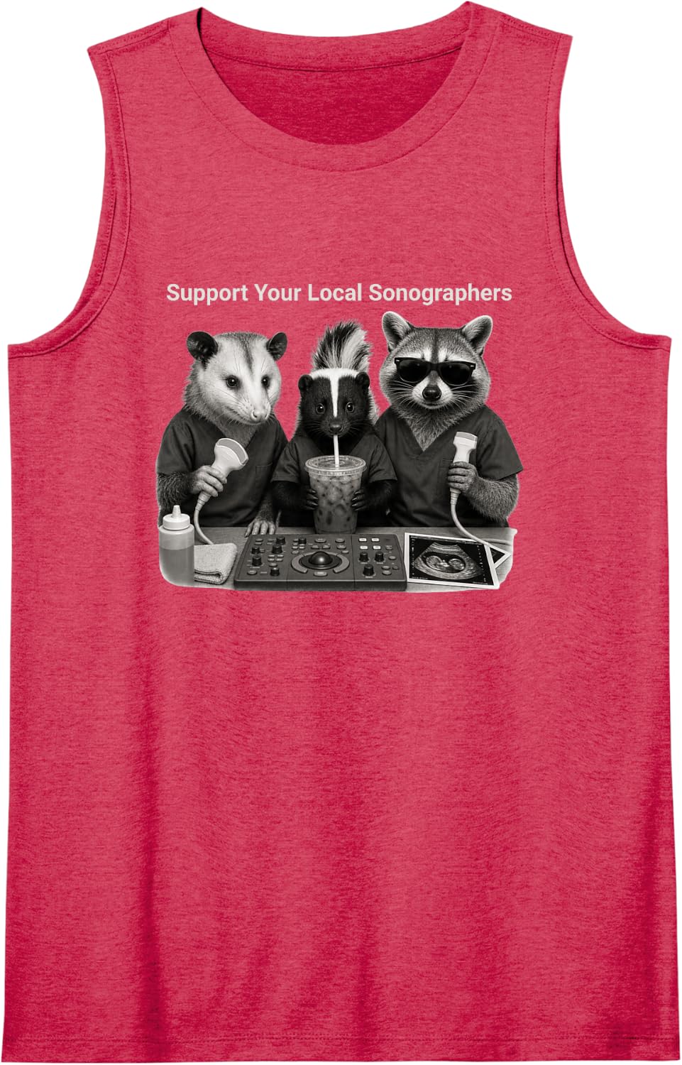 Funny Ultrasound Tech Support Your Local Sonographers Sleeveless Tank Top - Red