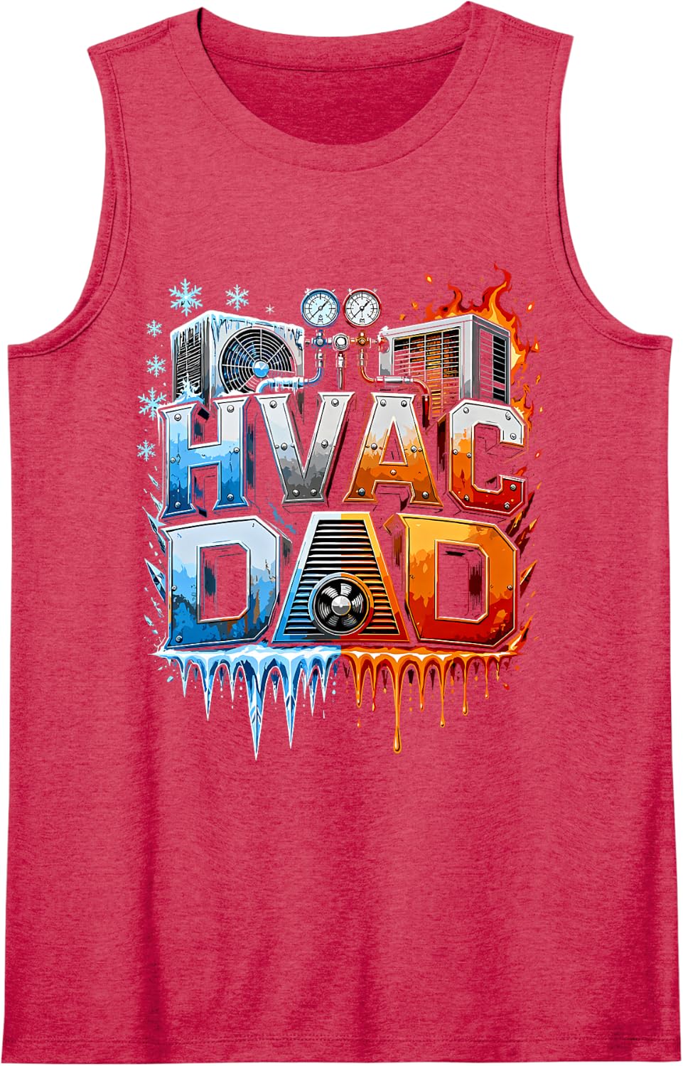 HVAC Dad HVAC Technician Men HVAC Tech Sleeveless Tank Top - Red