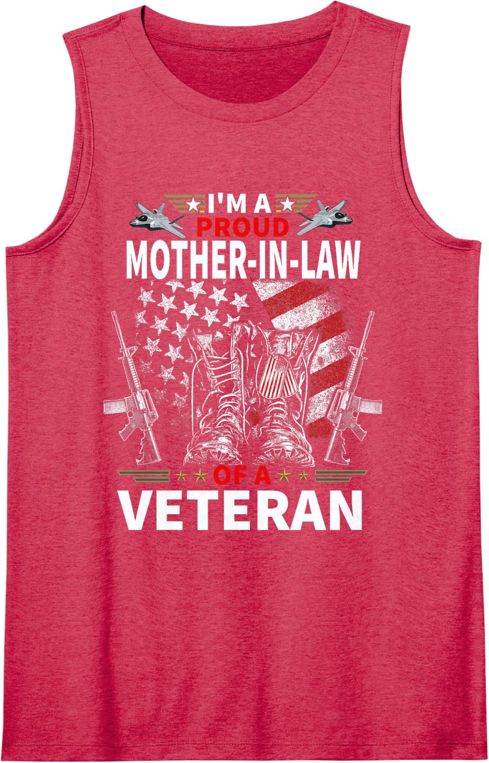 I'm A Proud Mother-in-Law of A Veteran Veteran's Day Womens Sleeveless Tank Top - Red