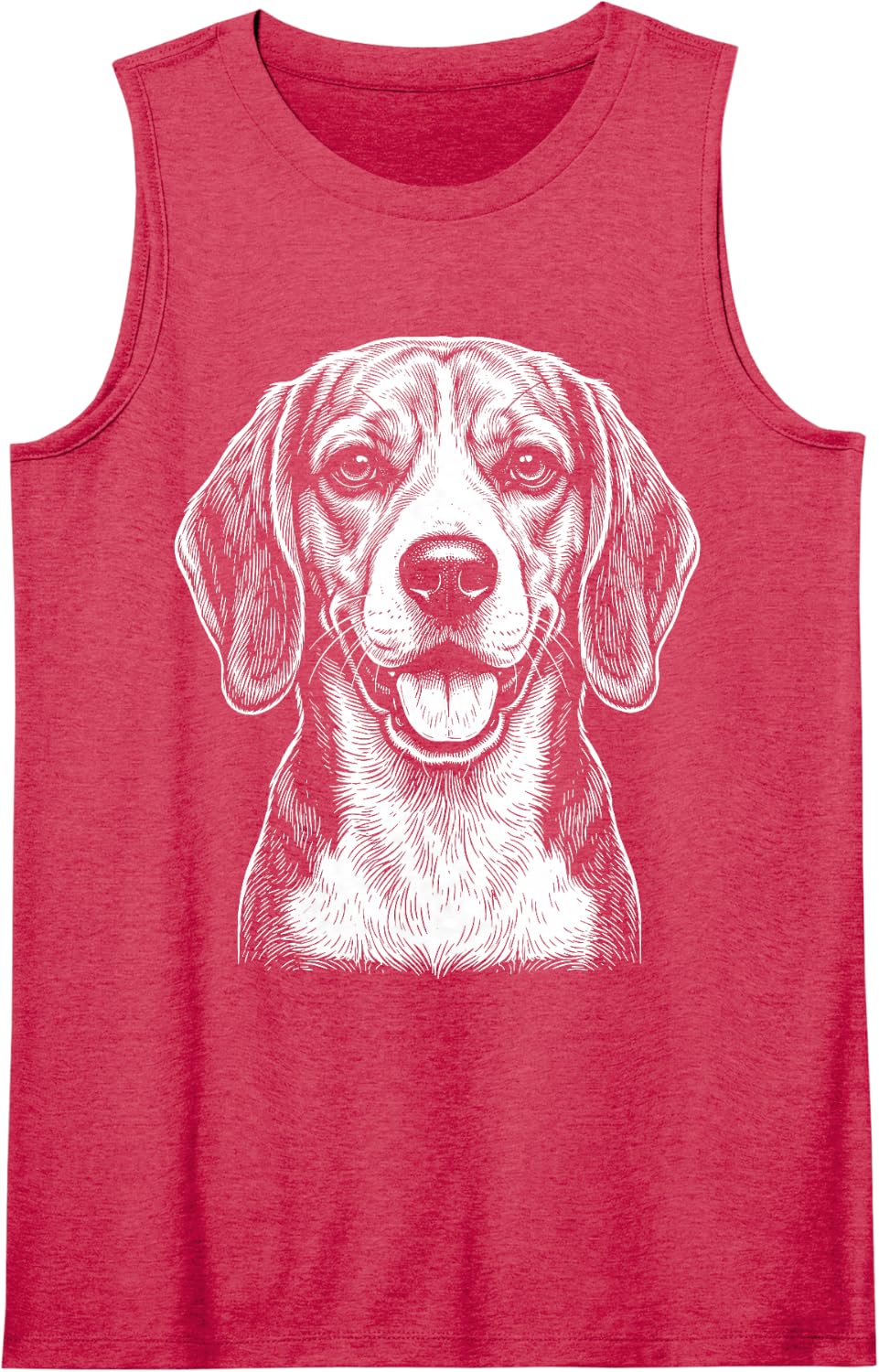 Beagle Illustration Sleeveless Tank Top - Red