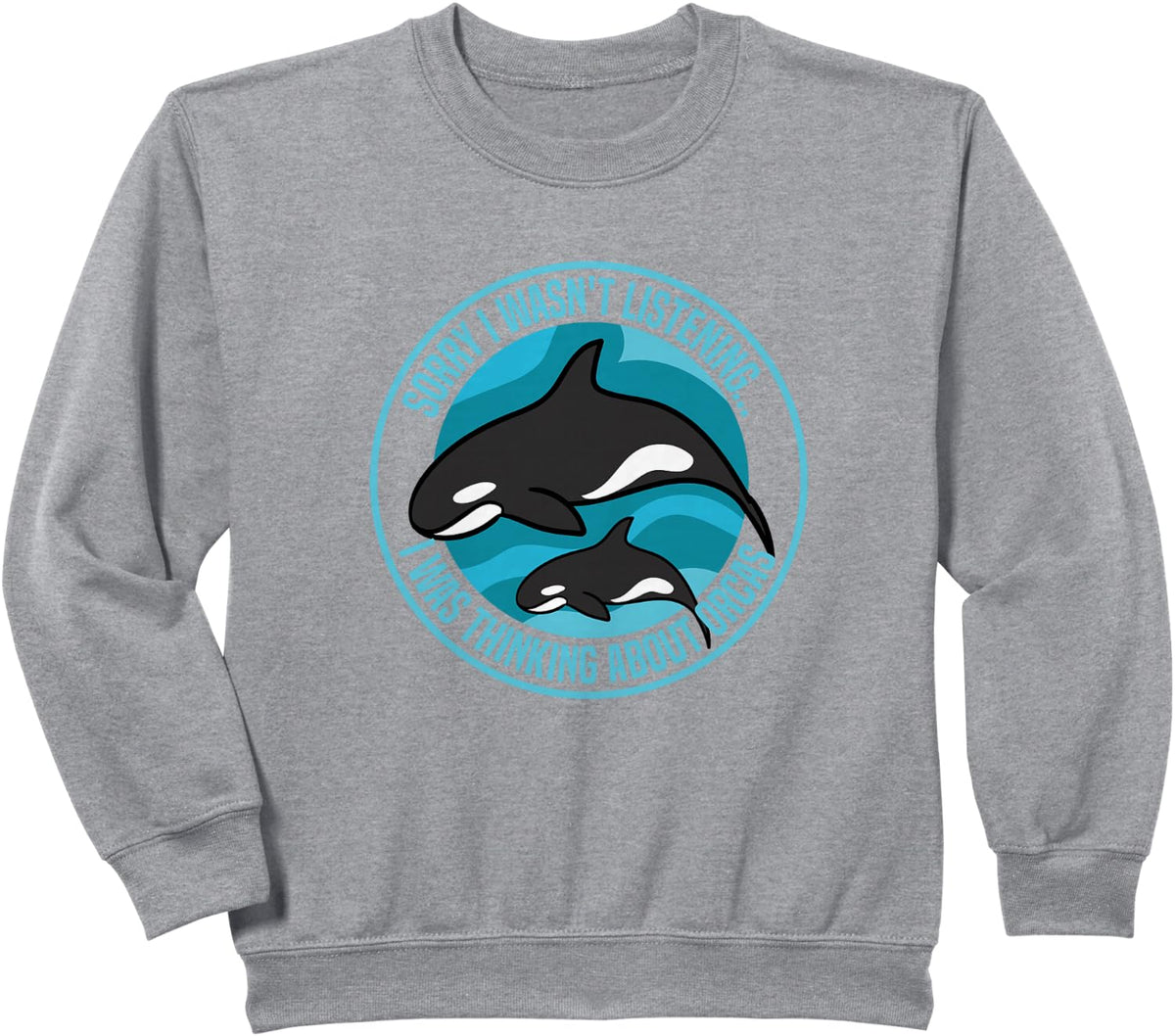 Thinking About Orcas Sea Animal Whale Sweatshirt - Heather Grey