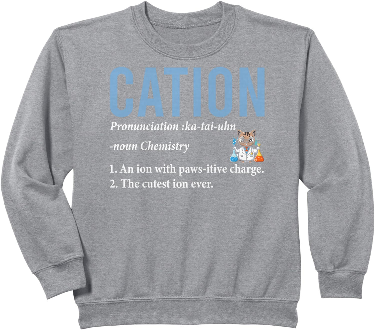 Cation Definition Chemistry Science Teacher Sweatshirt - Heather Grey