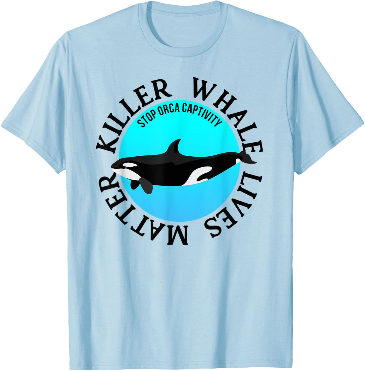 Orca Killer-Whale Cetacean Freedom T-Shirt - Baby Blue