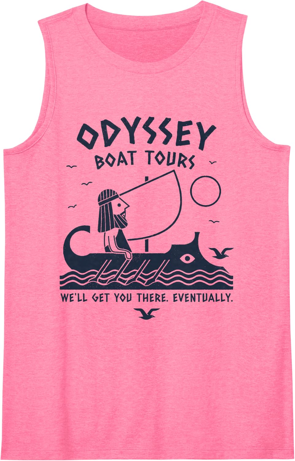 Odyssey Boat Tours Well Get You There Eventually Greek Sleeveless Tank Top - Pink